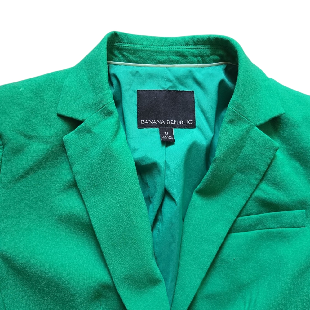 Banana Republic Women’s Preppy Green Wool Blazer Size 0 – Statement Workwear - Picture 3 of 11
